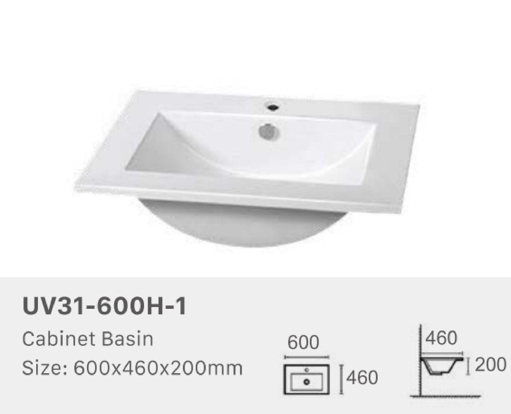 CERAMIC TOP | GLOSS WHITE | 600MM