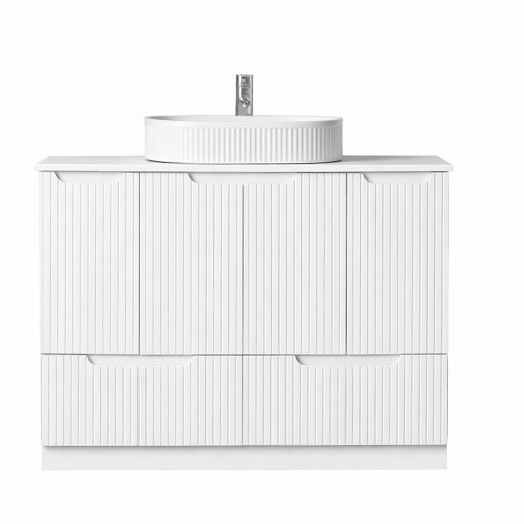 DUPLEX 1200MM FREE STANDING VANITY | MATT WHITE | CERAMIC TOP