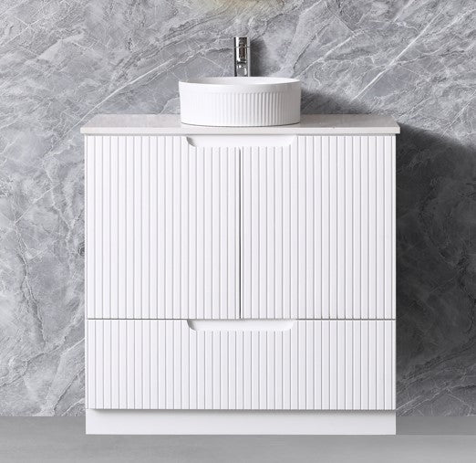 DUPLEX 750MM FREESTANDING VANITY | MATT WHITE | CERAMIC TOP