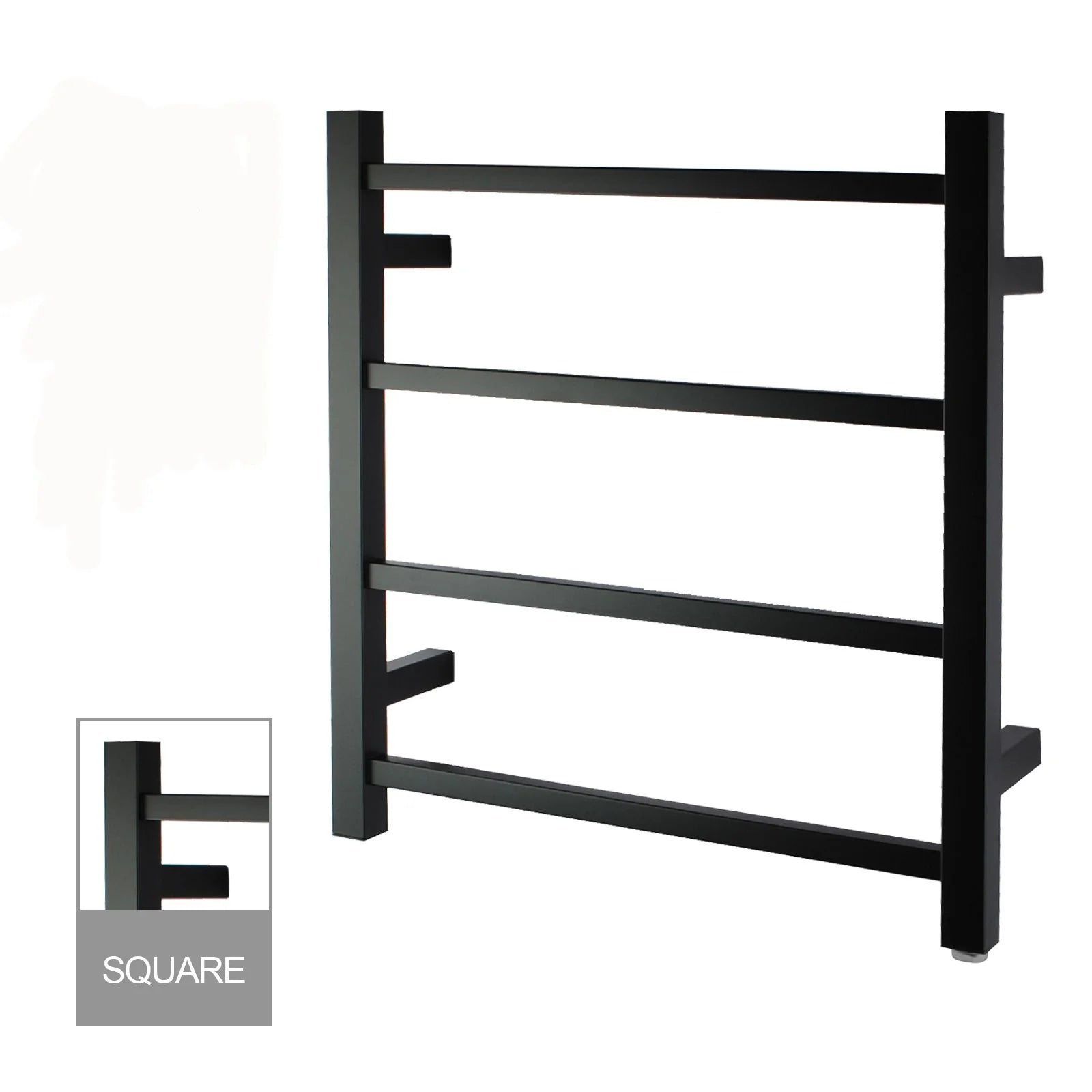 ELECTRIC HEATED TOWEL RAIL | 4 BARS | MATT BLACK