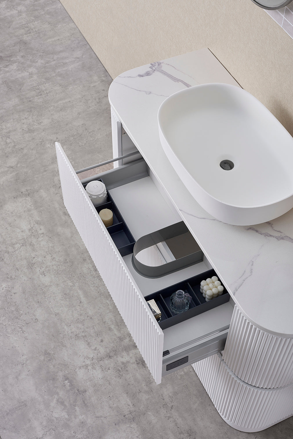 HUDSON 1200MM FREE STANDING VANITY| MATT WHITE | STONE TOP