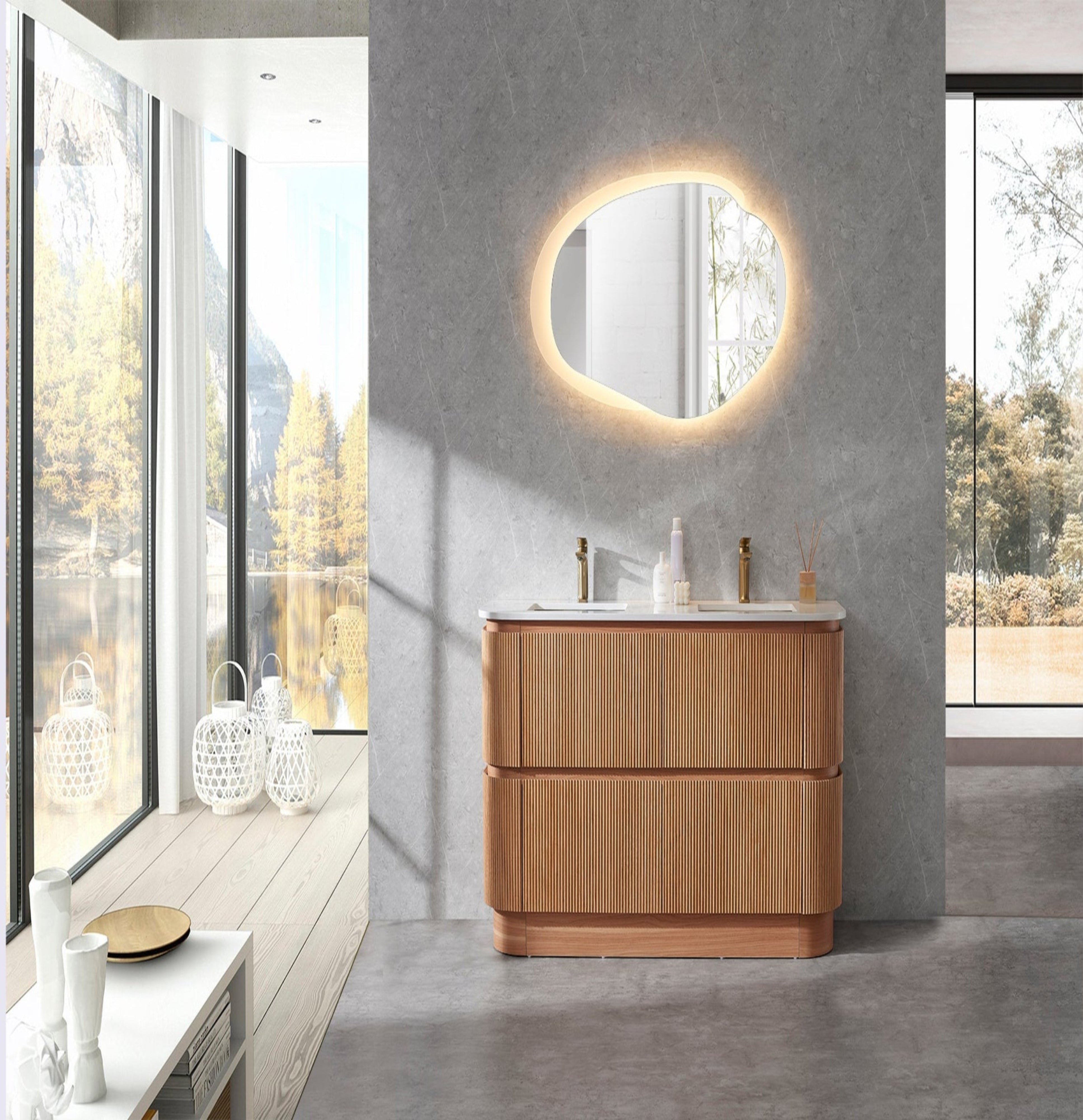 HUDSON 1200MM FREE STANDING VANITY| ROSEWOOD | STONE TOP