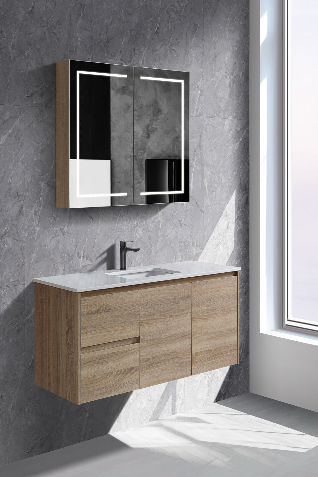 ROYCE 900MM WALL HUNG VANITY | CERAMIC TOP