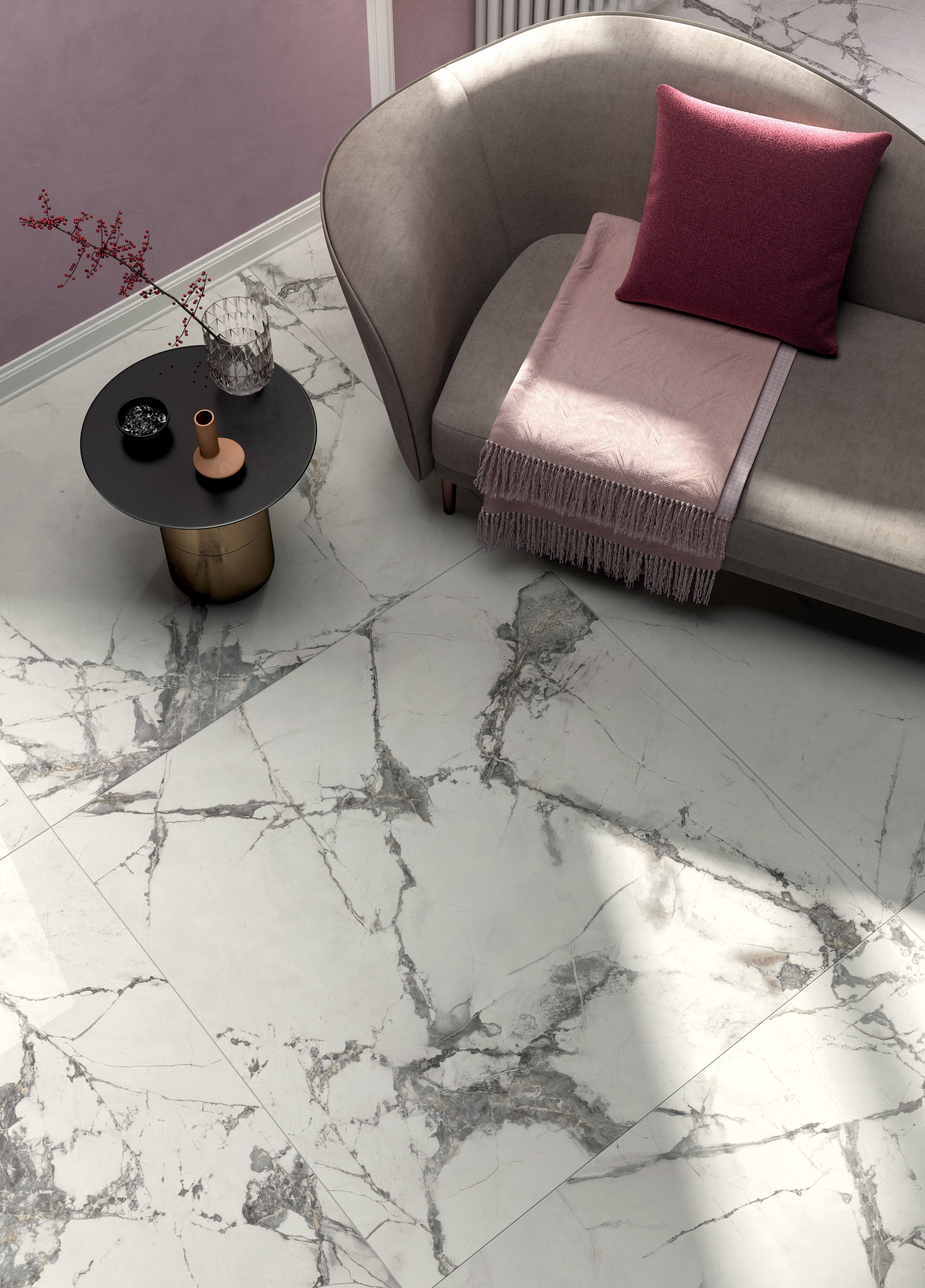 Sensi Up Invisible Pearl Lux Porcelain Tile, Polished Finish, 600x1200 - Elegant and Versatile Flooring Solution