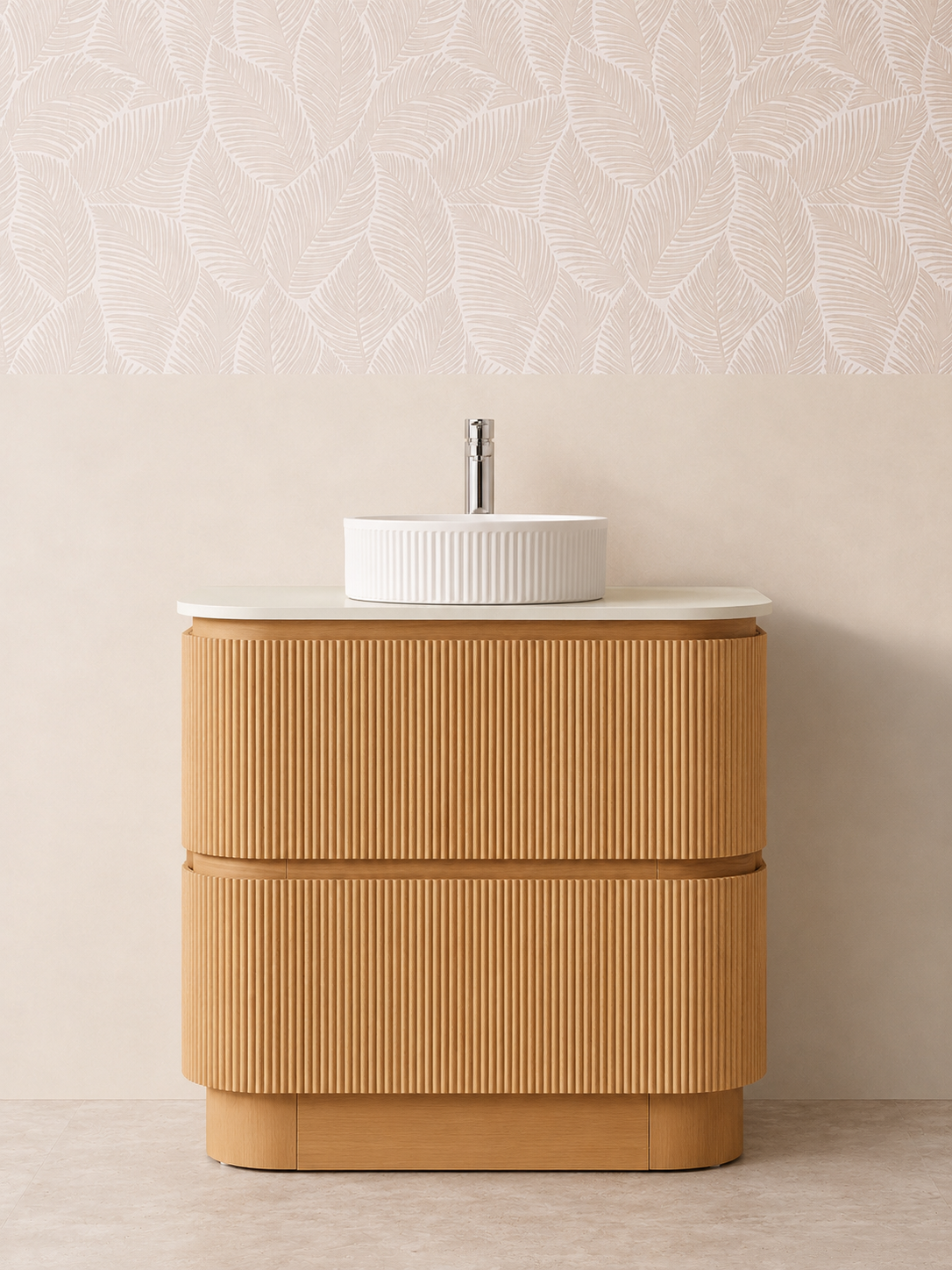 Curved Bathroom Vanity with Stone Top