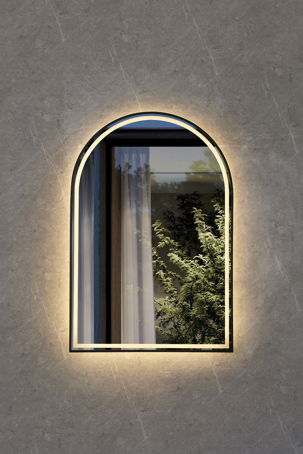 Arched LED mirror installed in Berwick bathroom