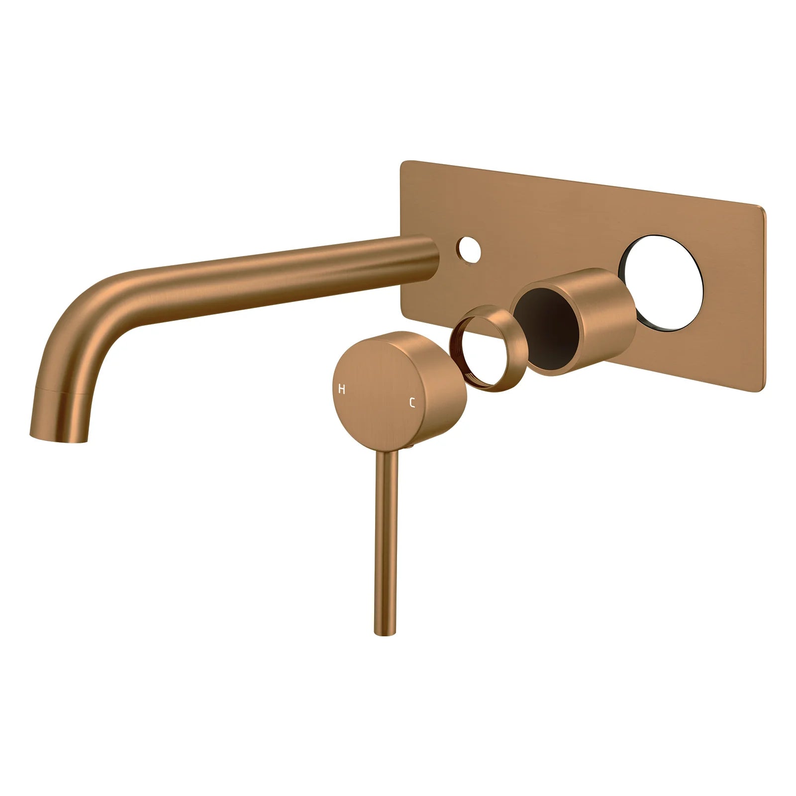 LUCID PIN WALL MIXER WITH SPOUT - BRUSHED COPPER