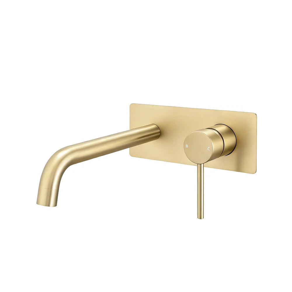 LUCID PIN WALL MIXER WITH SPOUT LIGHT - BRUSHED GOLD