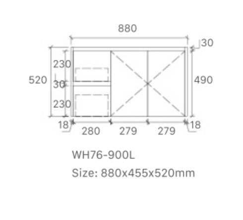 LUNA 900MM WALL HUNG VANITY | CERAMIC TOP