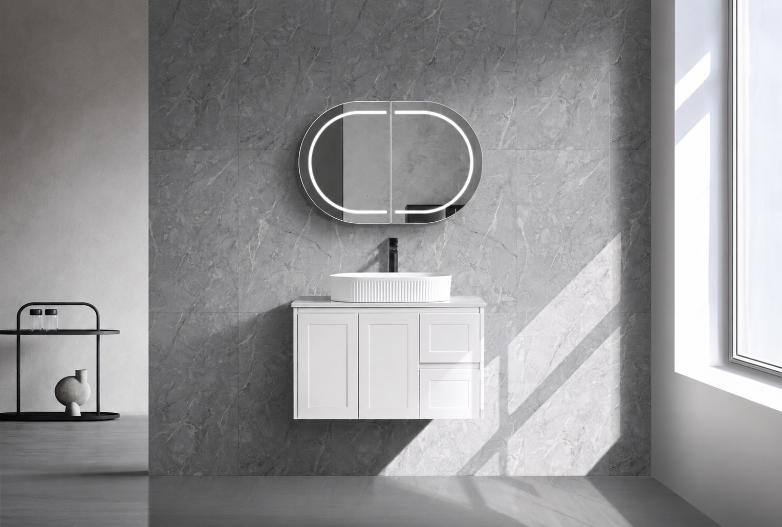 LUNA 900MM WALL HUNG VANITY | CERAMIC TOP