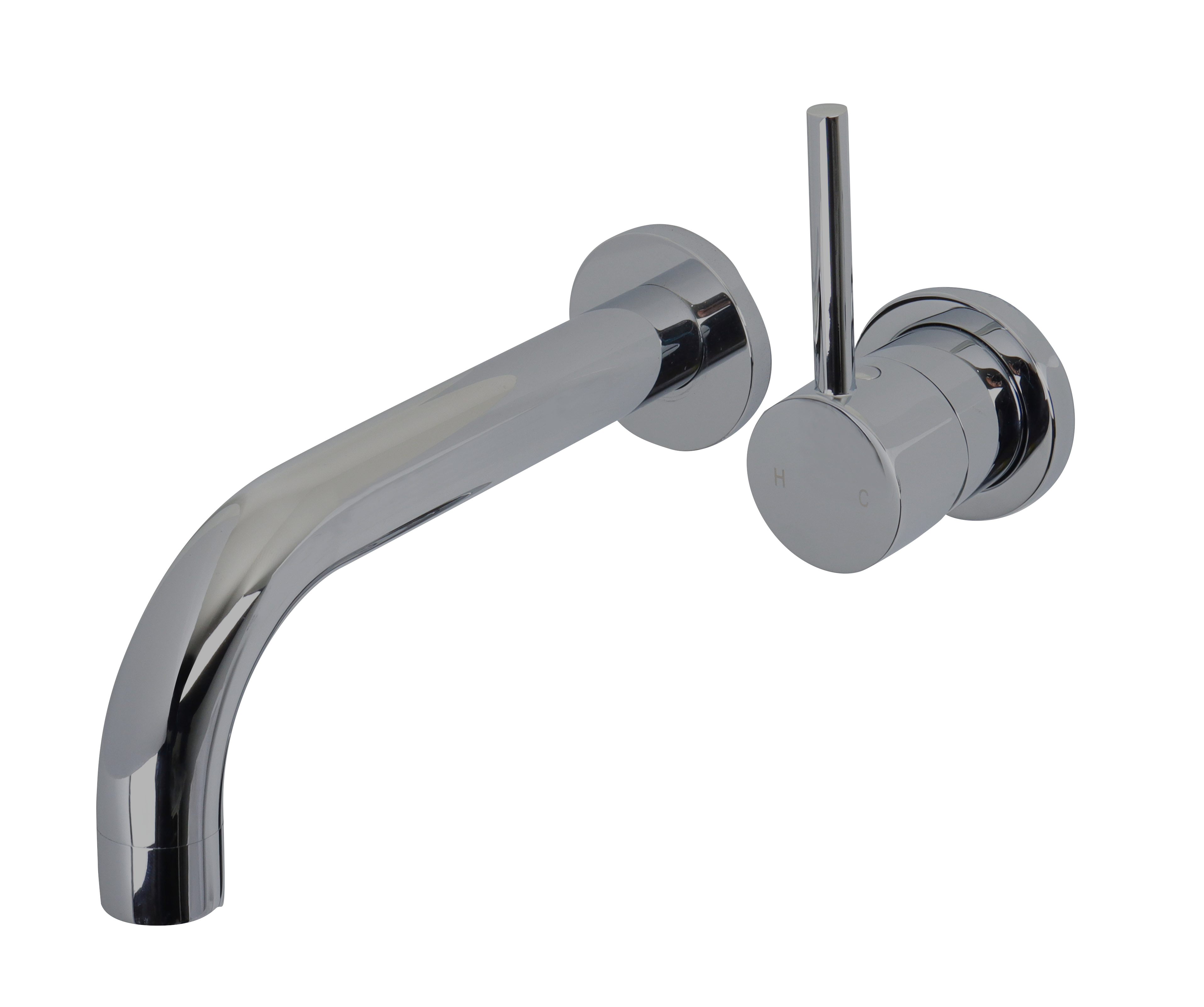 Milan reverse wall bend spout with 60mm plates & wall mixer: Sleek design for modern bathrooms