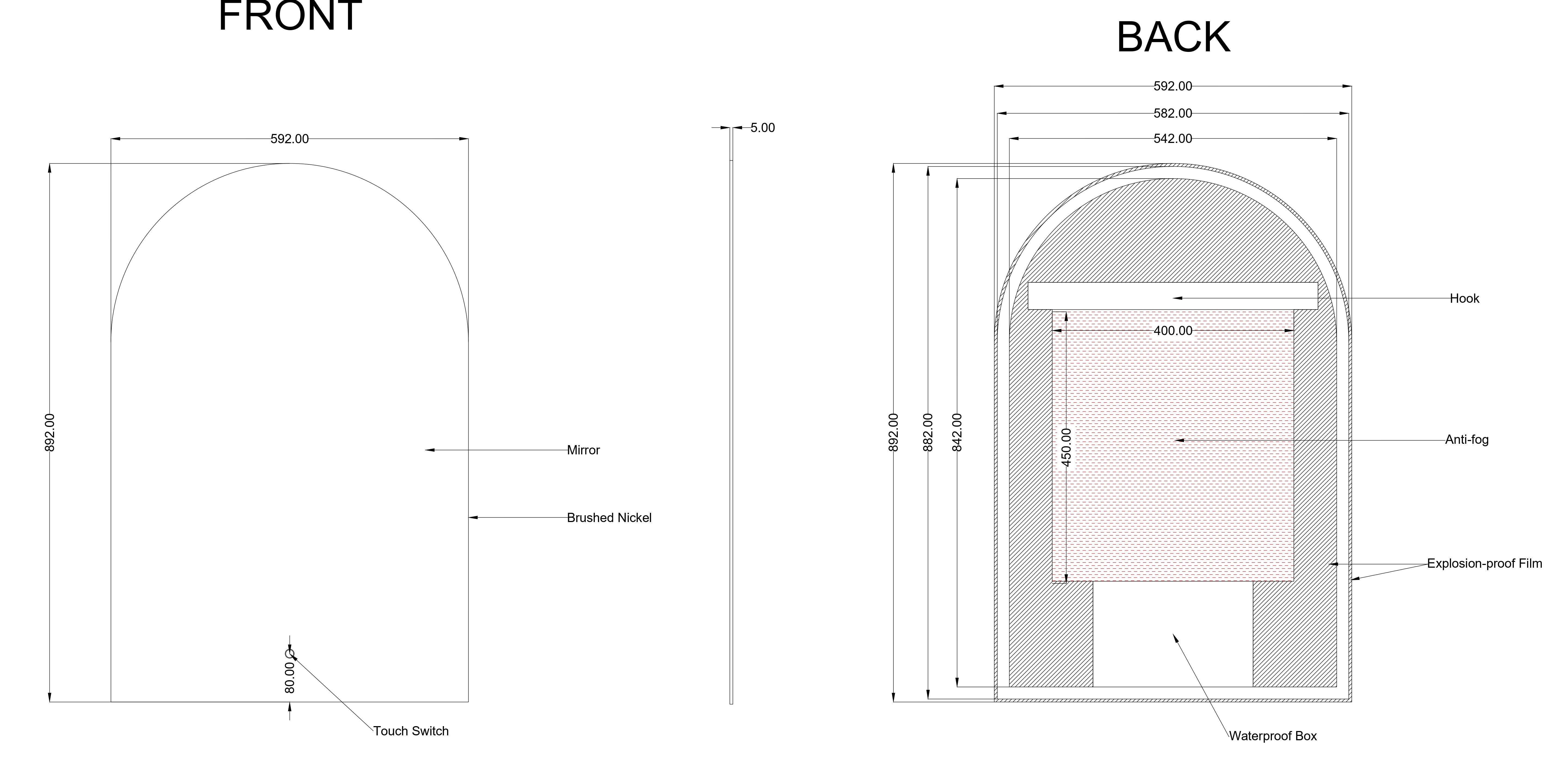 Bathroom with a modern arch-shaped  LED mirror installed in Berwick bathroom