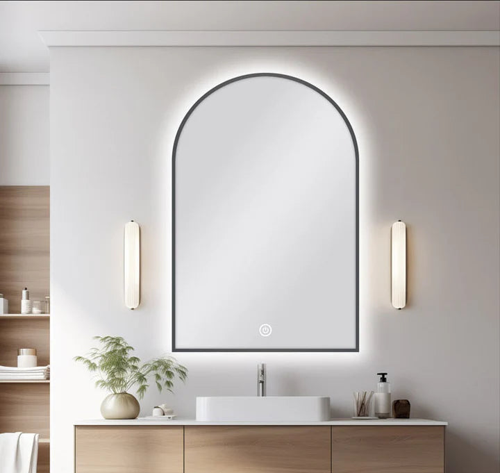 Arched LED mirror installed in Berwick bathroom