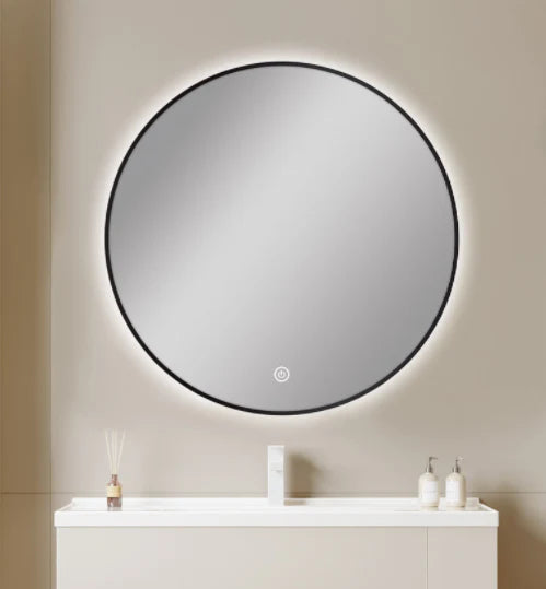 CARYSIL | ROUND LED MIRROR | BLACK FRAME