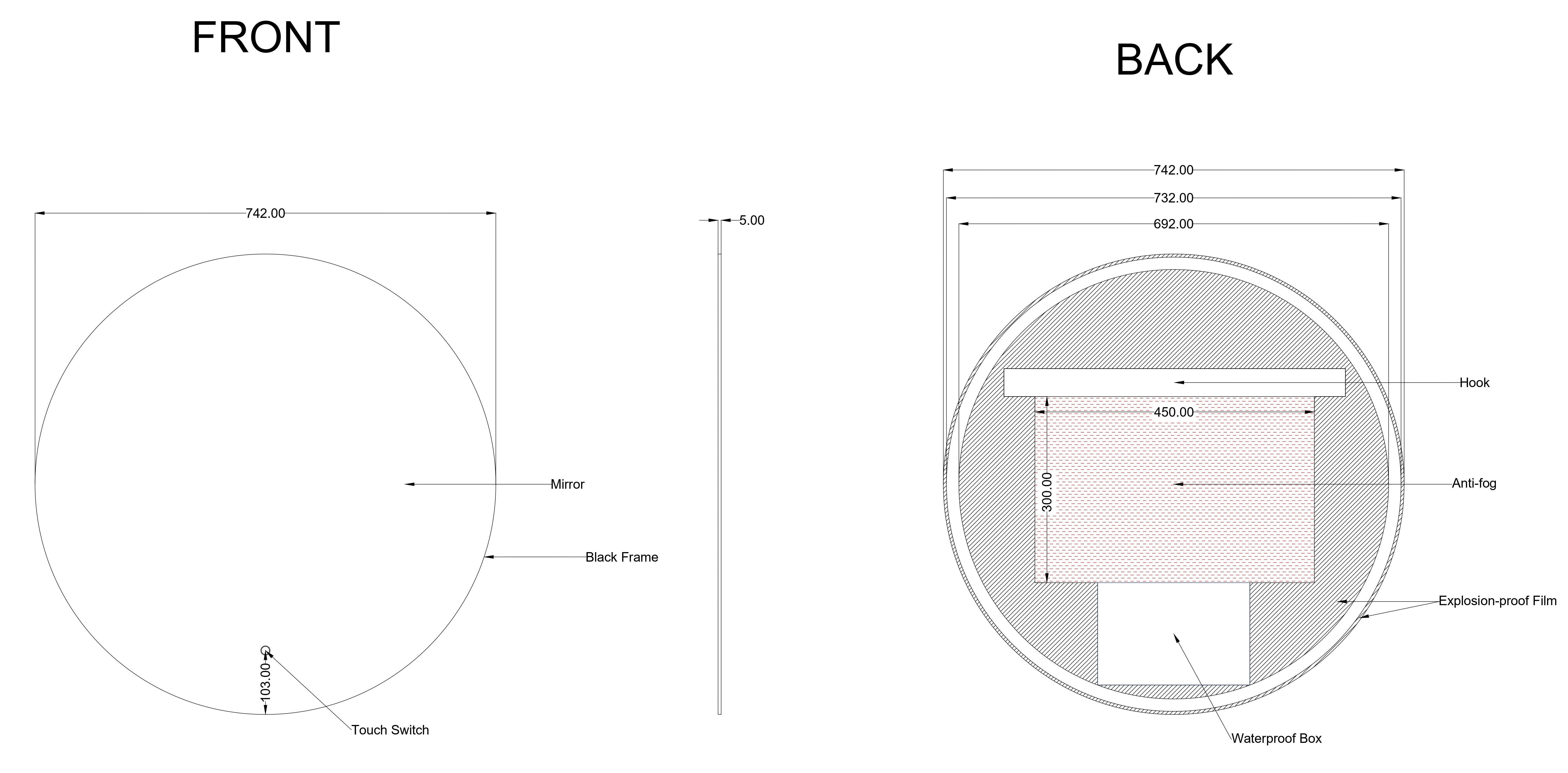 CARYSIL | ROUND LED MIRROR | BRUSHED NICKEL FRAME