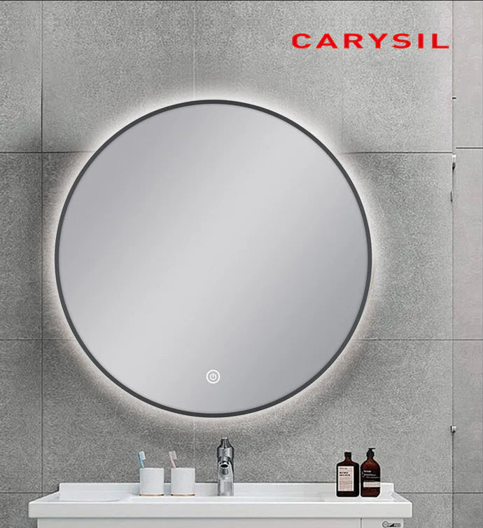 CARYSIL | ROUND LED MIRROR | GUN METAL FRAME