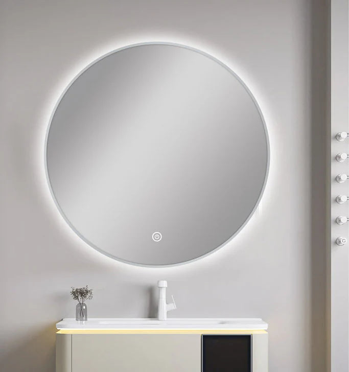 CARYSIL | ROUND LED MIRROR | BRUSHED NICKEL FRAME