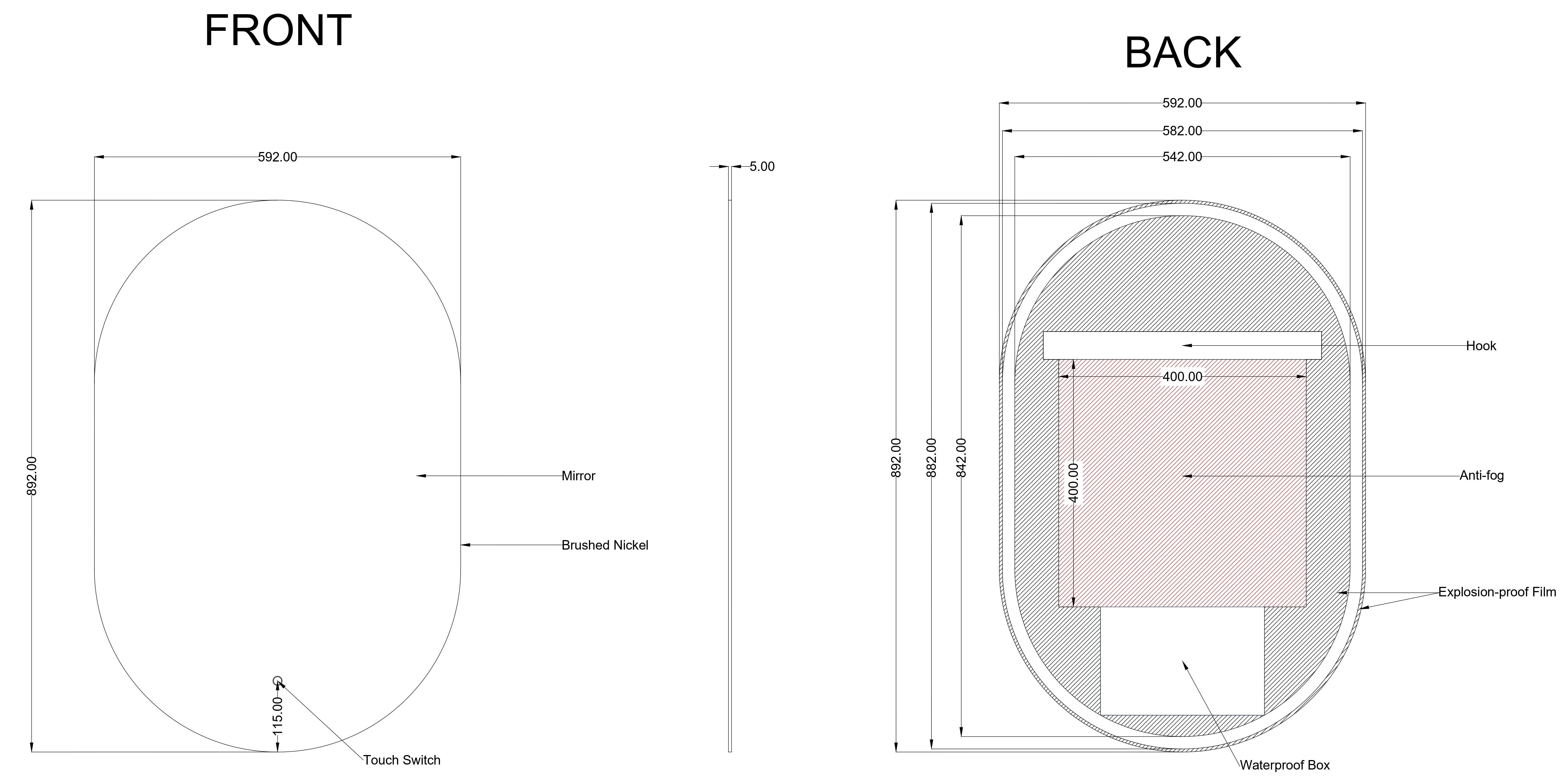 Oval LED mirror with black frame installed in Berwick bathroom