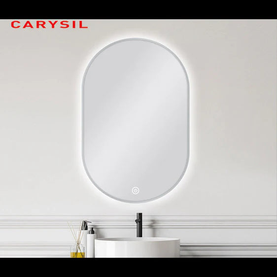 Oval LED mirror installed in Berwick bathroom