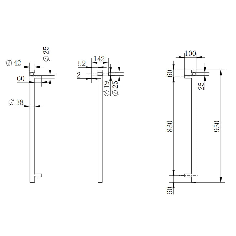 ROUND VERTICAL ELECTRIC HEATED TOWEL RAIL | BRUSHED NICKEL