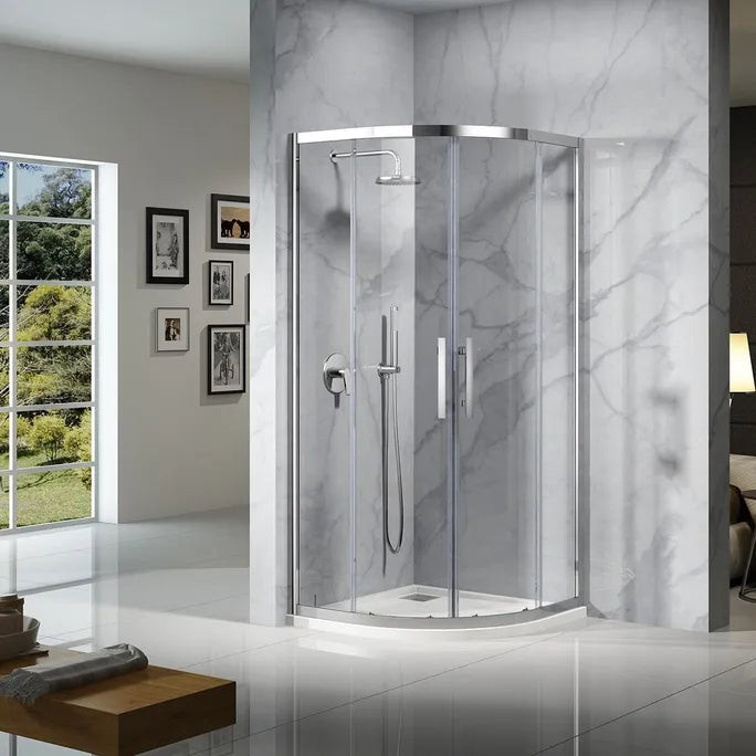 Curved sliding shower screen installed in Berwick bathroom