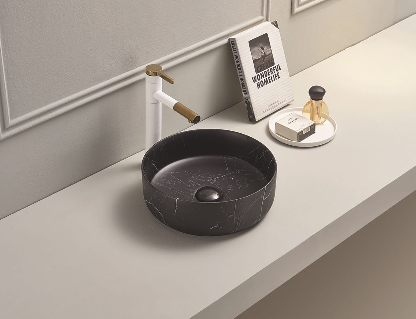 Black Marble Round Basin - Elegant and luxurious addition to any bathroom