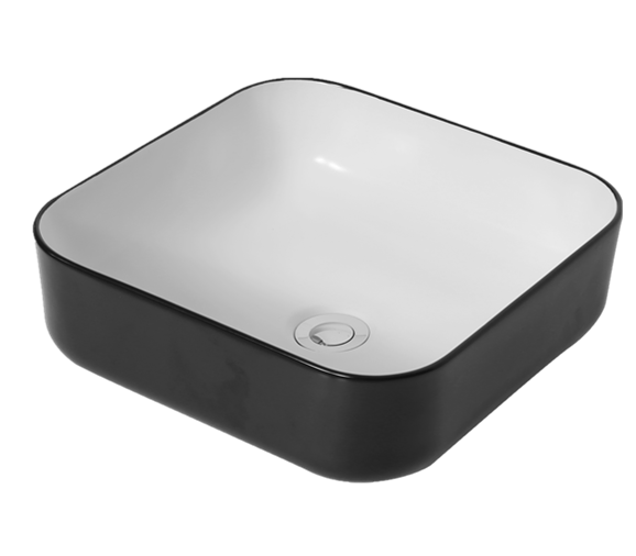 Square Basin in Black & White - Elevate your bathroom with modern contrast and sleek design