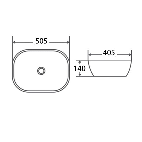 RECTANGLE BASIN | GLOSS WHITE | 505X405X140MM