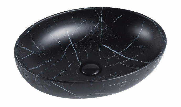 Oval basin in black marble - elegant and luxurious addition to any modern bathroom space