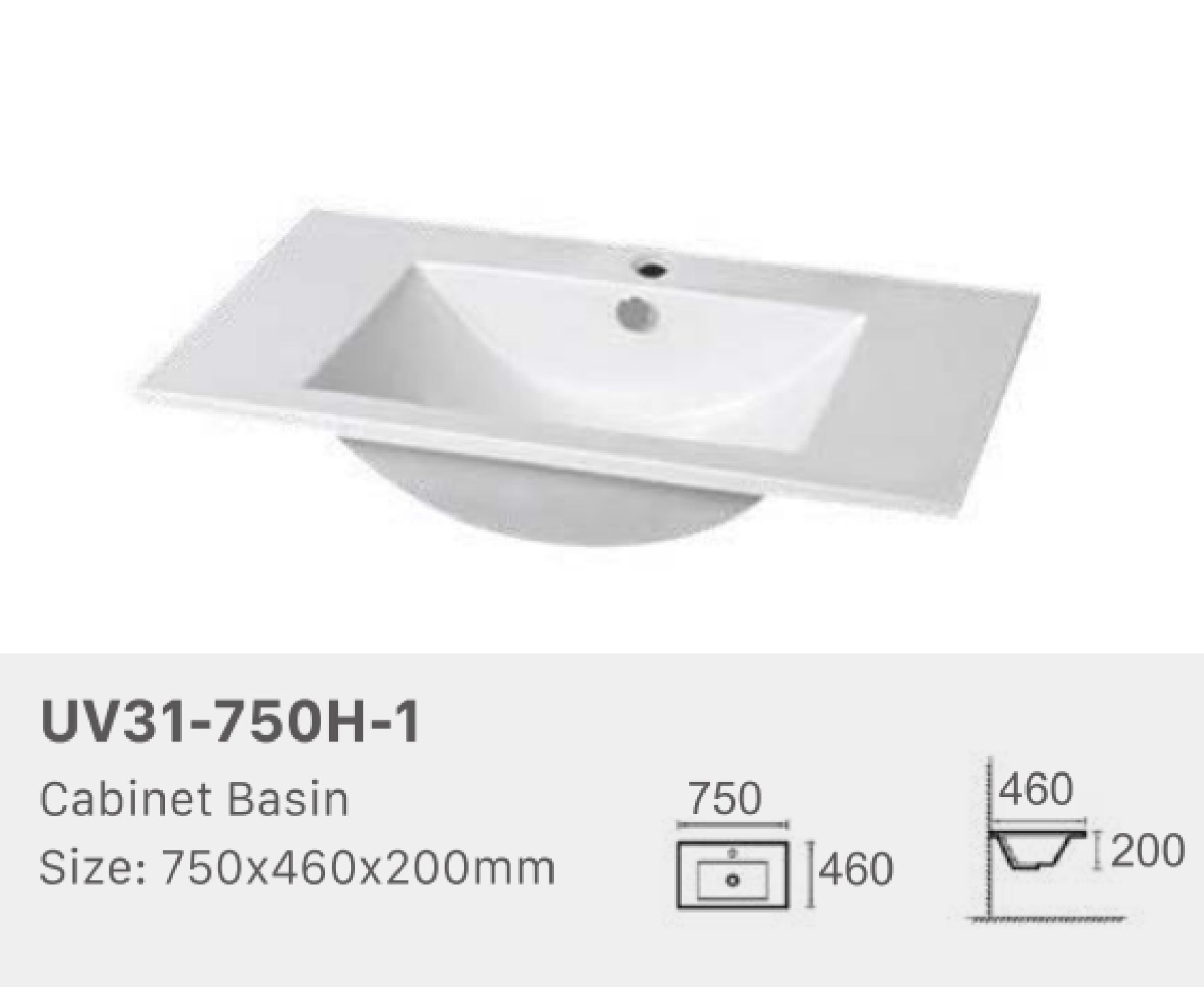 Ceramic Top Gloss White 750 - Sleek and stylish bathroom vanity top, perfect for modern interiors