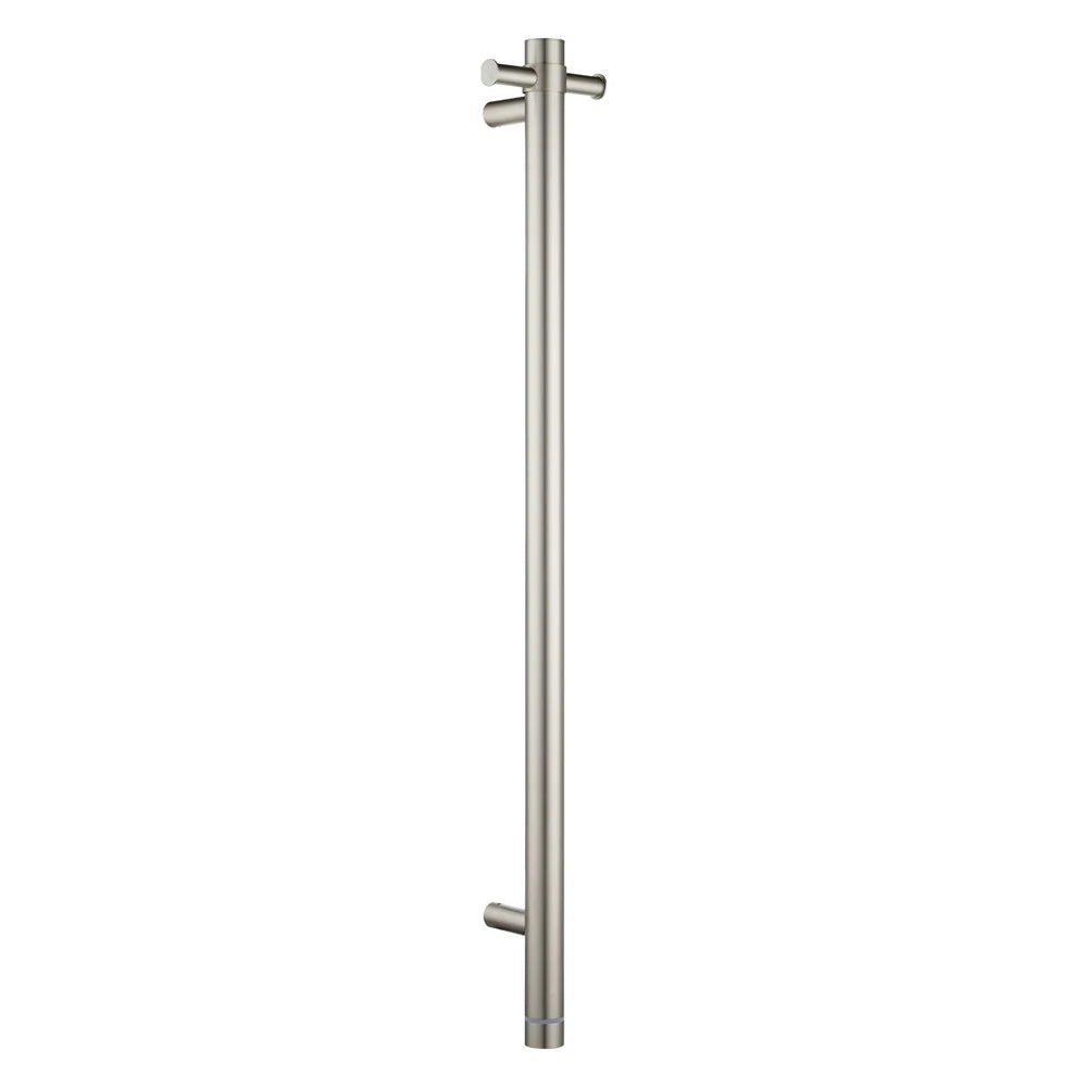 ROUND VERTICAL ELECTRIC HEATED TOWEL RAIL | BRUSHED NICKEL
