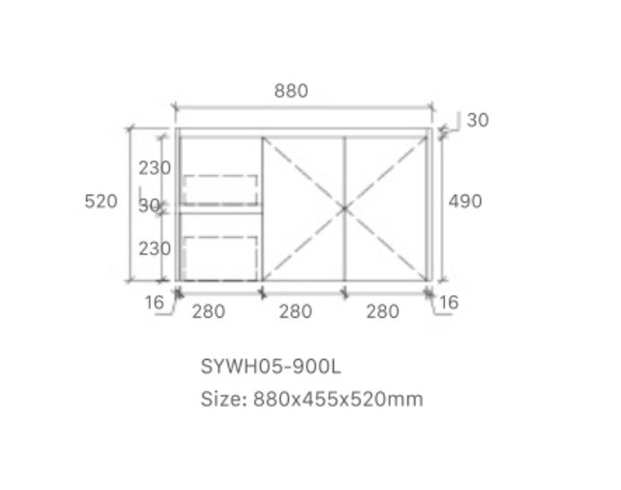 ROYCE 900MM WALL HUNG VANITY | STONE TOP