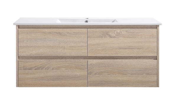 MINA | 1200MM WALL HUNG VANITY WITH CERAMIC TOP | PRIME OAK