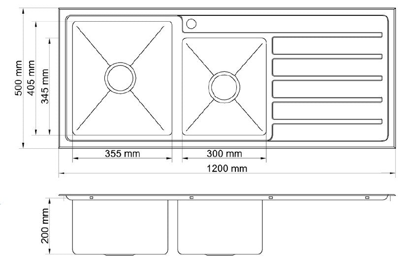 Atlas Handmade Sink 1200 Chrome: Sleek, handcrafted chrome sink for contemporary kitchens and bathrooms