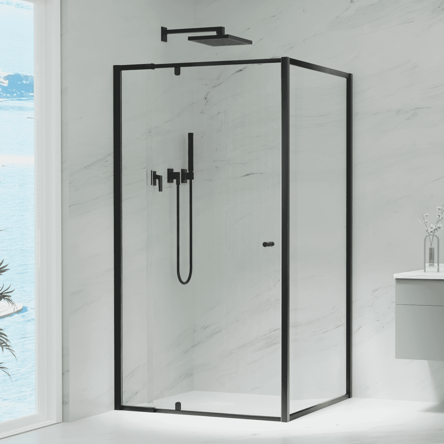 SEMI FRAMELESS PIVOT SCREEN | FRONT PANEL | MATT BLACK