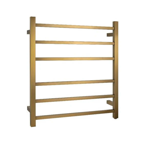 Luxury Square Heated Towel Rack in Brushed Gold Finish