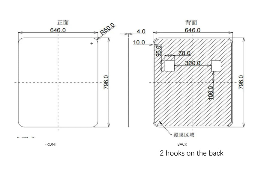 Square mirror with black frame for modern bathroom
