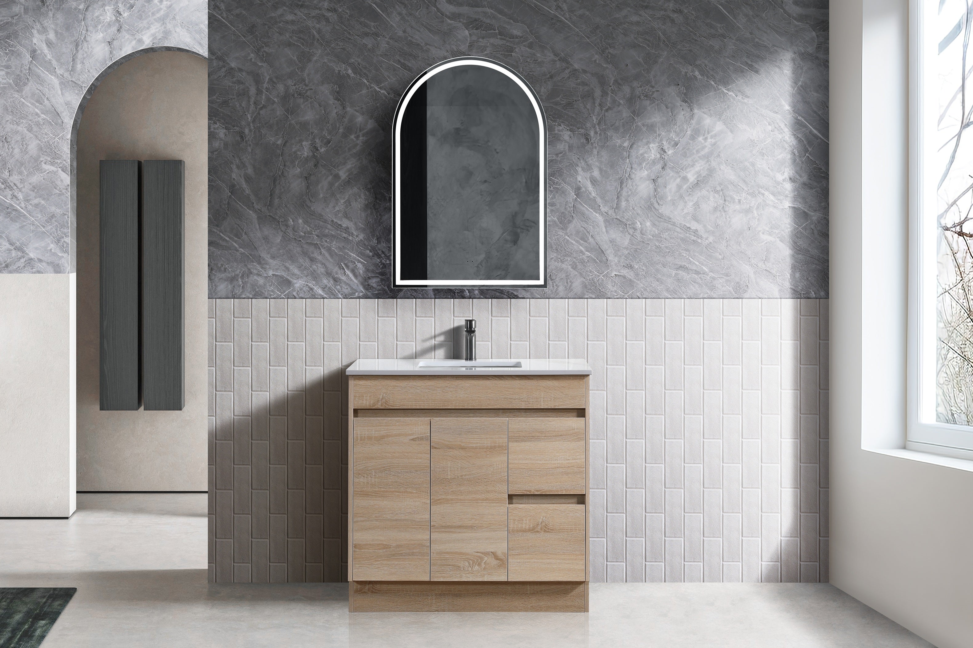 TOBI 600MM FREE STANDING VANITY | STONE TOP