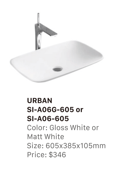 URBAN Above Solid Surface Basin - Contemporary and Stylish Bathroom Fixture