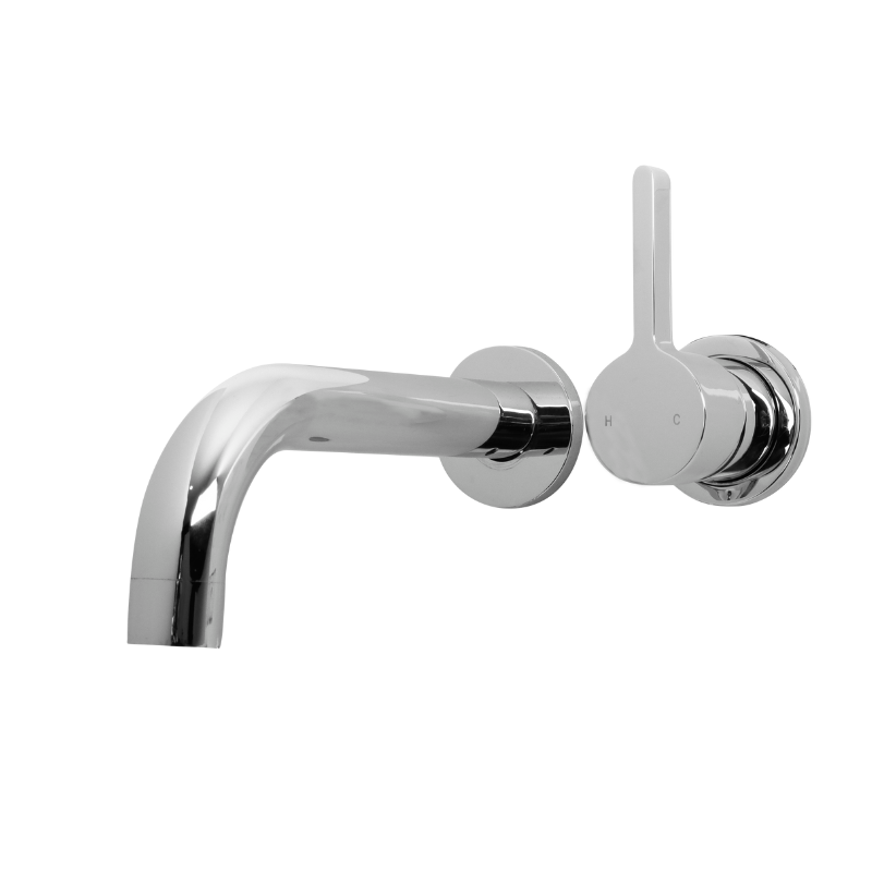 Siera Reverse Wall Bend Spout w/ 60mm Plates & Wall Mixer - Stylish, Efficient, & Reliable Bathroom Fixture