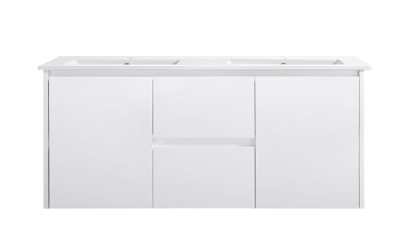 WILLOW | 1200MM WALL HUNG VANITY WITH DOUBLE BOWL CERAMIC TOP