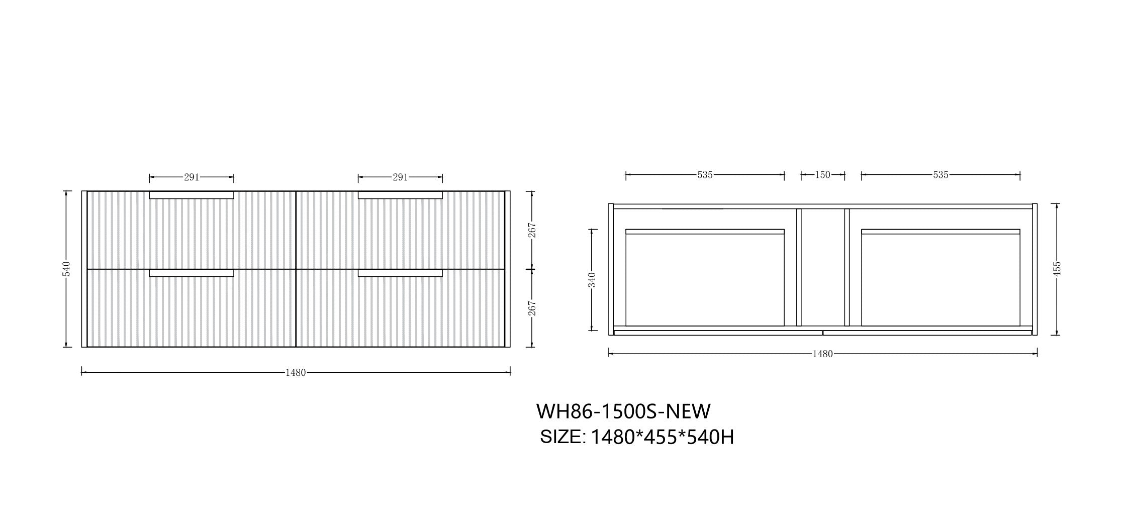 ELENA 1500MM WALL HUNG VANITY | STONE TOP
