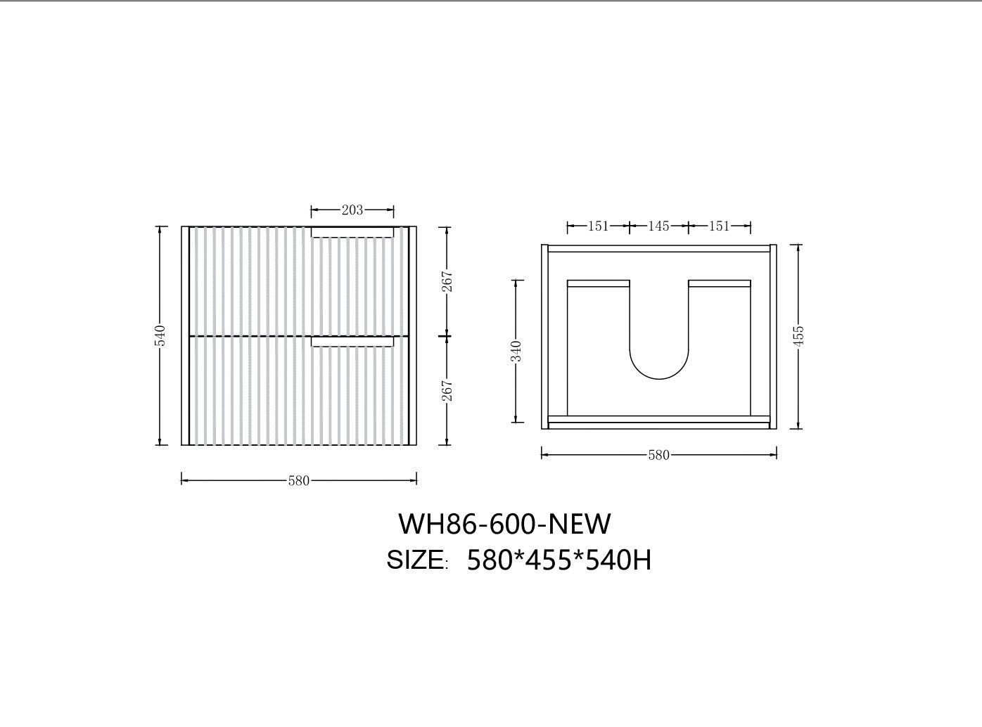 ELENA 600MM WALL HUNG VANITY | CERAMIC TOP