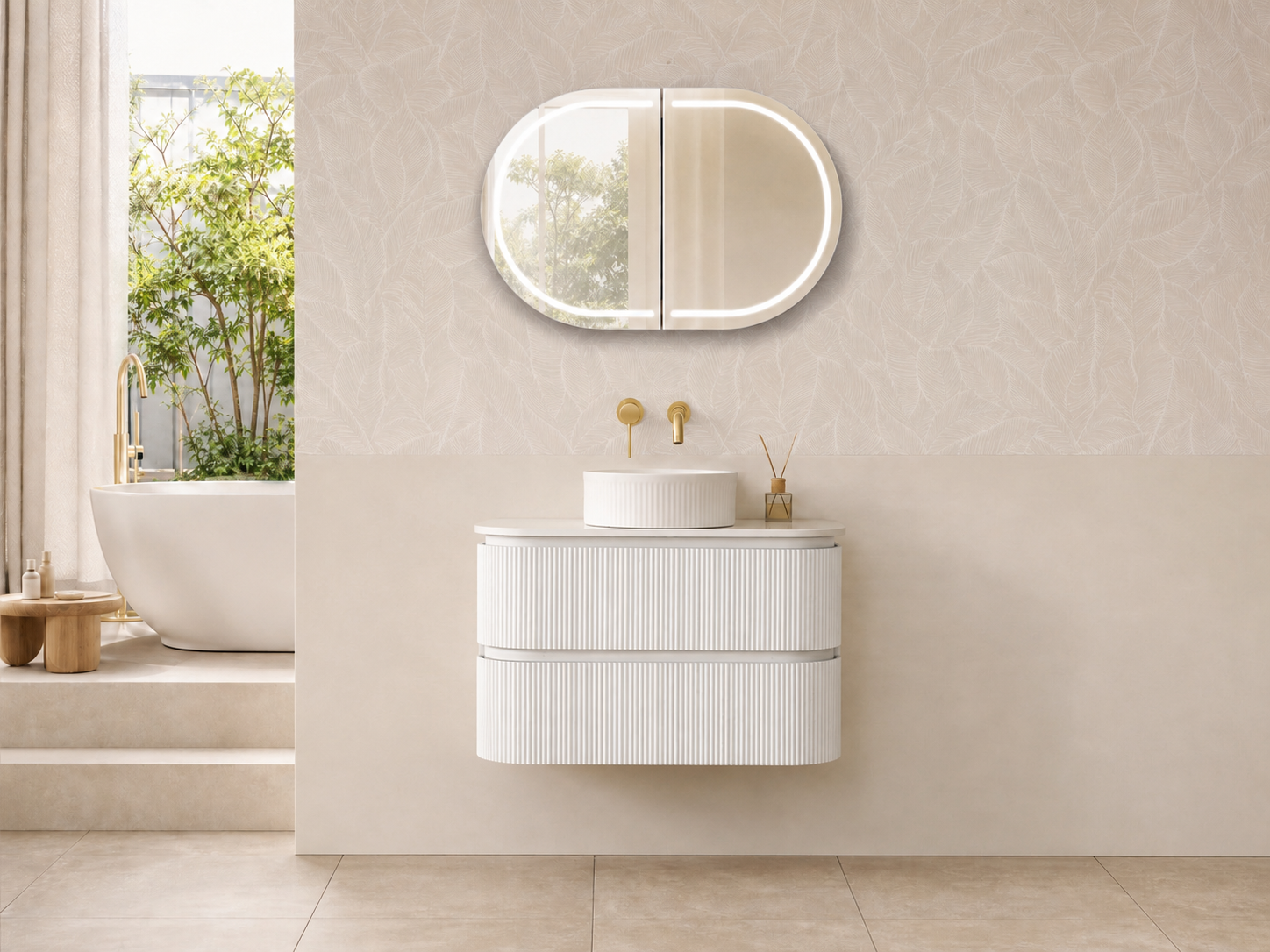 Stylish 900mm Wall Hung Vanity with Curved Edges