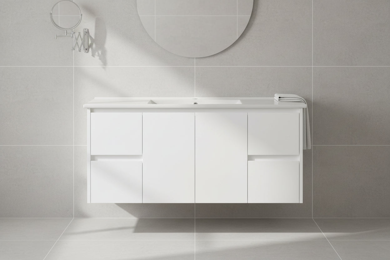 WILLOW | 1200MM WALL HUNG VANITY | GLOSS WHITE | CERAMIC TOP