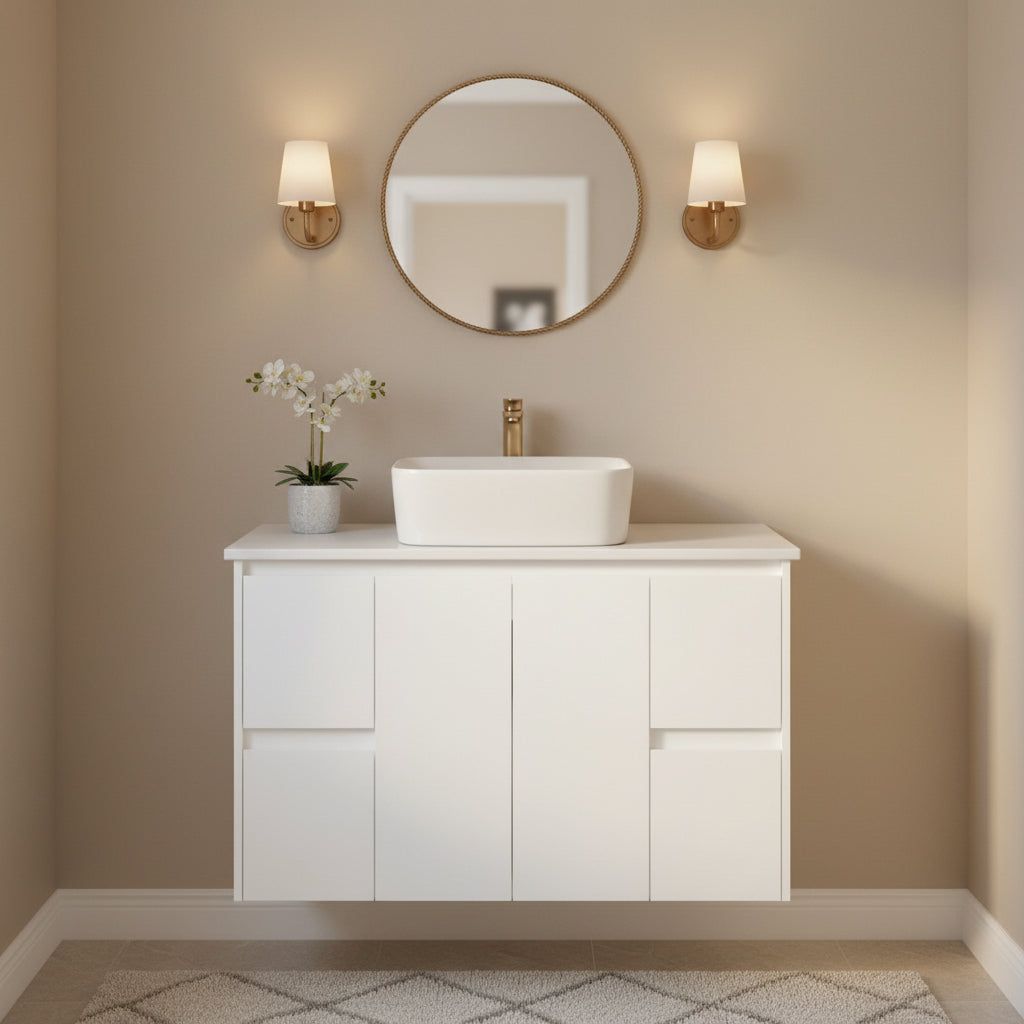 WILLOW | 1200MM WALL HUNG VANITY | GLOSS WHITE | STONE TOP