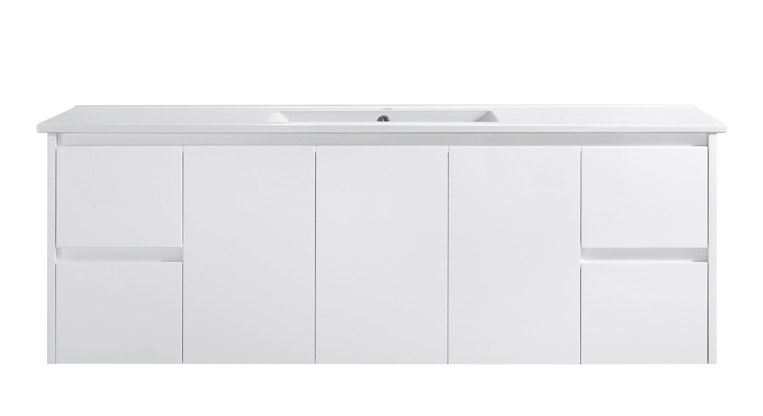 WILLOW | 1500MM WALL HUNG VANITY | GLOSS WHITE | CERAMIC TOP