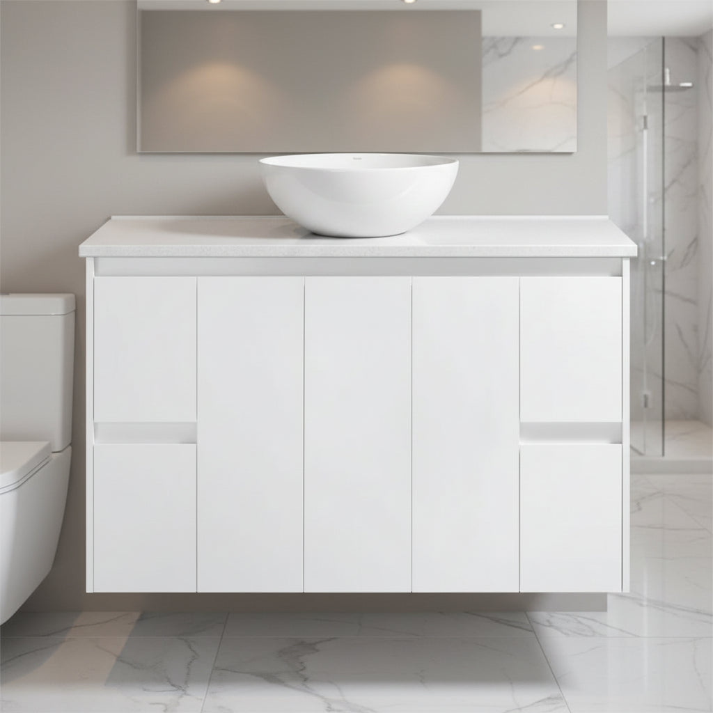 WILLOW | 1500MM WALL HUNG VANITY | GLOSS WHITE | STONE TOP