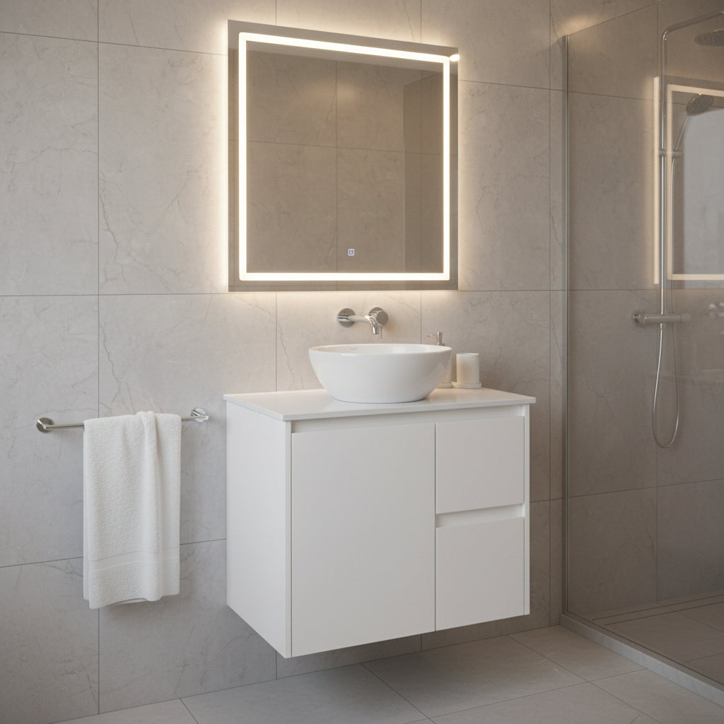 WILLOW | 750MM WALL HUNG VANITY | GLOSS WHITE | STONE TOP