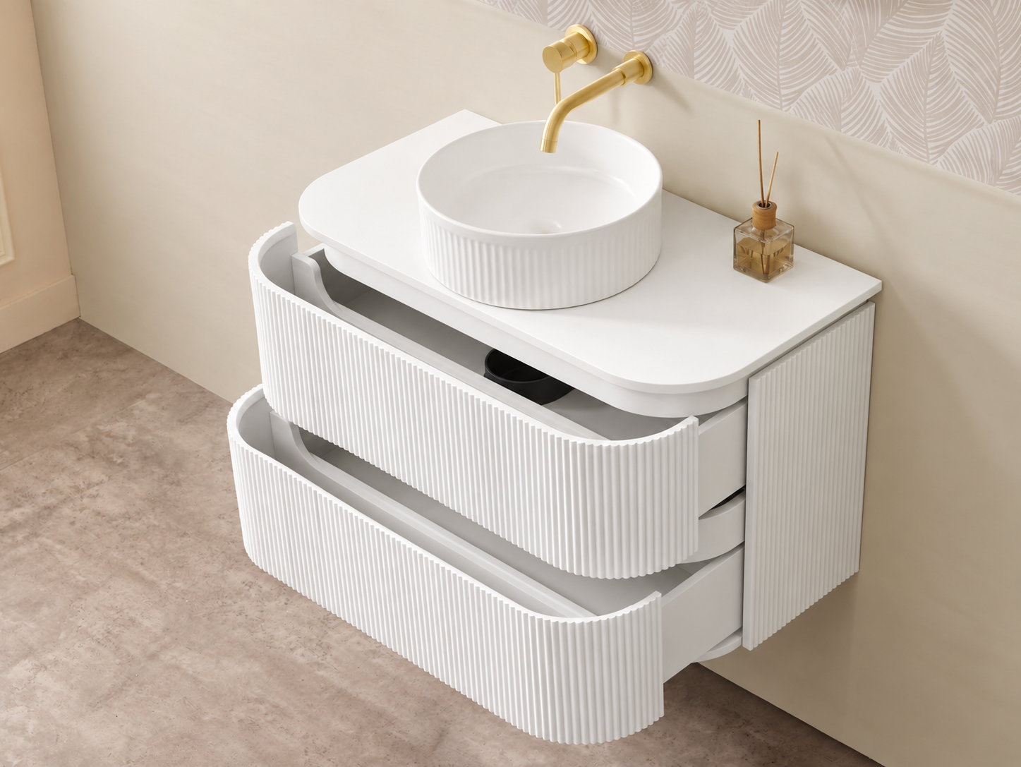 WINDSOR 900MM WALL HUNG VANITY MATT WHITE | STONE TOP